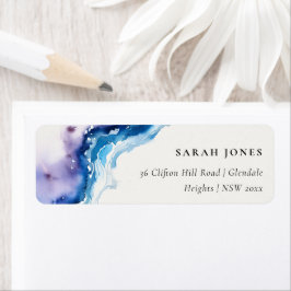 Etiqueta Minimal Coastal Sea Beach Watercolor Address