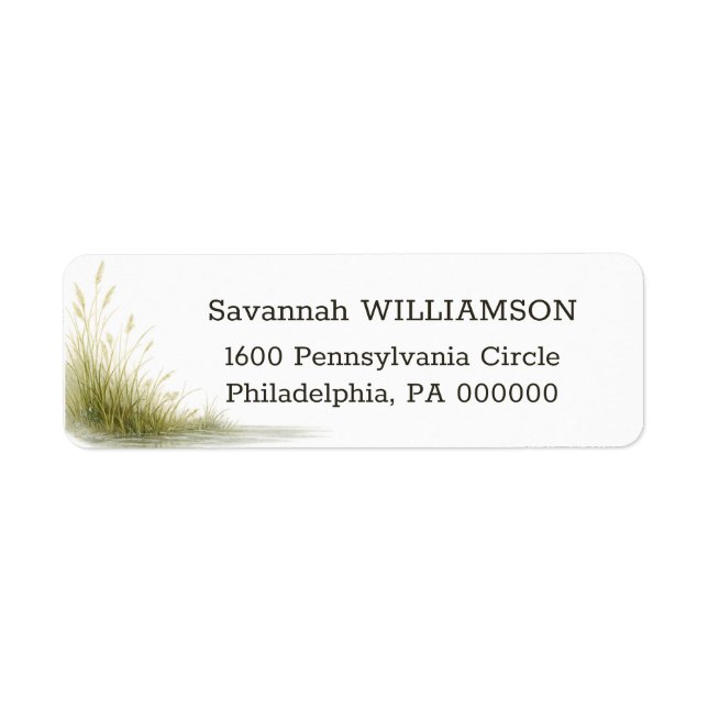 Etiqueta Minimal Green Marsh Grass Address Label (Frente)