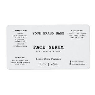 Etiqueta Minimal Gris para Sérum Facial de 2 oz. C