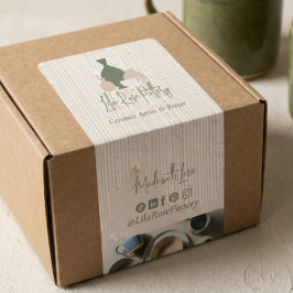 Etiqueta Minimal Pottery Ceramic Logo Business Box Wrap