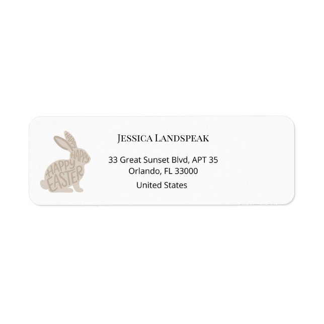 Etiqueta Minimalist Beige Typography Rabbit Easter (Frente)