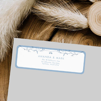 Etiqueta Minimalist Dusty Blue Chinoiserie Floral Wedding