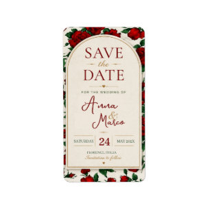 Etiqueta Minimalist Red Rose Elegant Floral Classic Rose