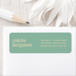 Etiqueta Minimalist Turquoise-Green & Pale Peach Address