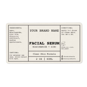 Etiqueta Minimalista de Sérum Facial de Marfil 2 o