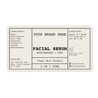 Etiqueta Minimalista de Sérum Facial de Marfil 2 o