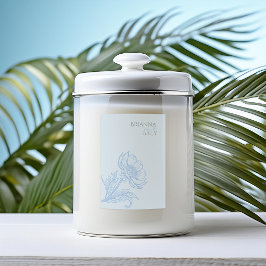 Etiqueta minimalista de Vela Floral Azul