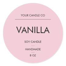 Etiqueta Minimalista de Vela Redonda Rosa – VelaDe