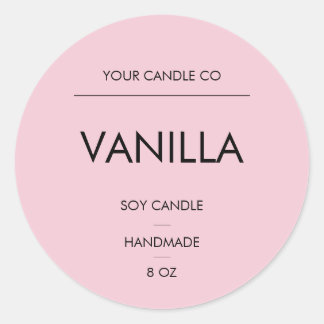 Etiqueta Minimalista de Vela Redonda Rosa – VelaDe