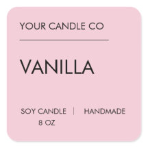 Etiqueta Minimalista de Vela Rosa – Vela de Soja d