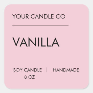 Etiqueta Minimalista de Vela Rosa – Vela de Soja d