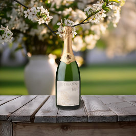 Etiqueta minimalista de vino espumoso floral de ti