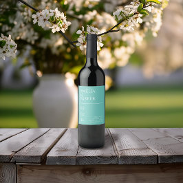 Etiqueta minimalista de vino verde Boda