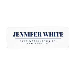Etiqueta Minimalista elegante azul y blanco retro plano
