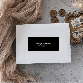Etiqueta Minimalista elegante Boda negro formal retorno
