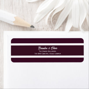 Etiqueta minimalista Elegante Ciruela Morado y Blanco Rayas