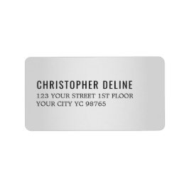 Etiqueta Minimalista elegante Faux Silver Black Label