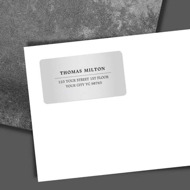 Etiqueta Minimalista elegante Faux Silver Black Label (Subido por el creador)