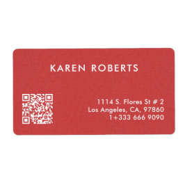 Etiqueta Minimalistic Burned Red Linen White Typography