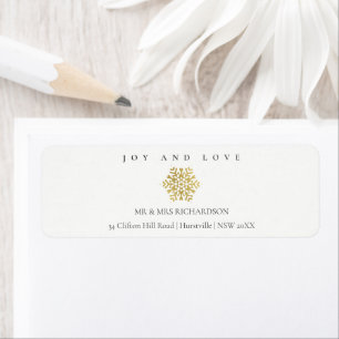 Etiqueta Mínimo Faux Gold Snowflake Joy & Love Address