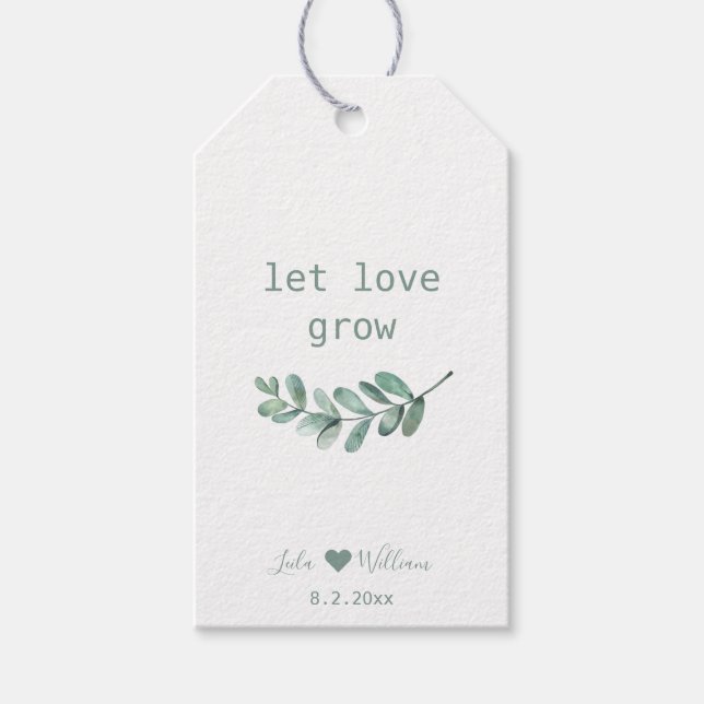 Etiqueta Mint Botanical Leaf Wedding Favors (Anverso)