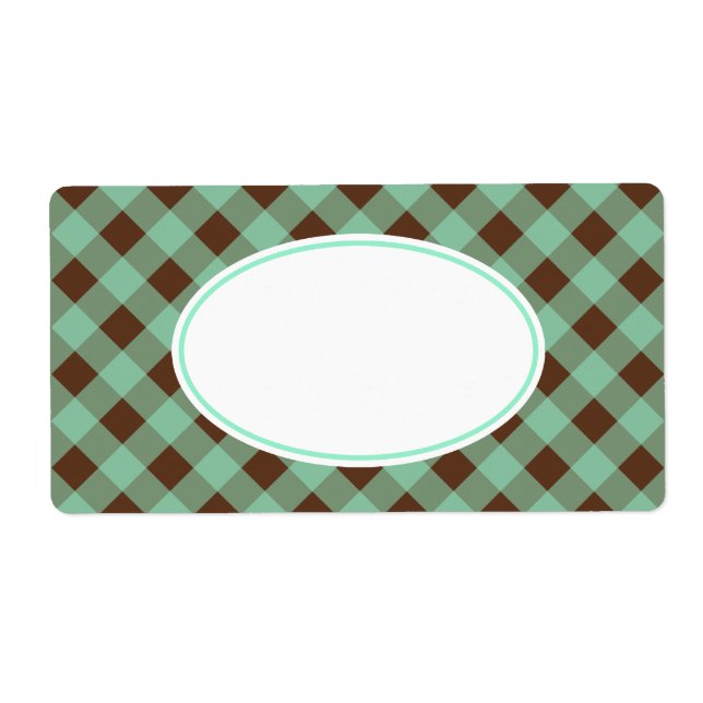 Etiqueta Mint Chocolate Gingham Labels (Frente)