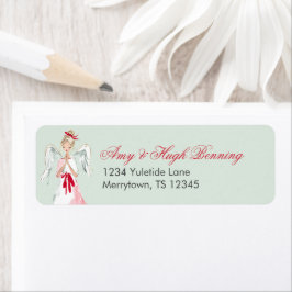 Etiqueta Mint Green Christmas Angel Address