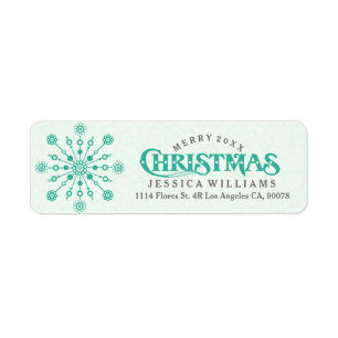 Etiqueta Mint Green Resumen Navidades Snowflake