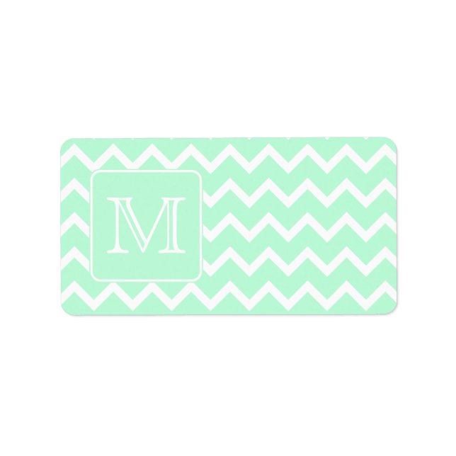 Etiqueta Mint Green Zigzag con Monograma Personalizado. (Frente)