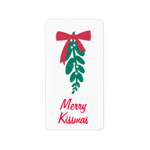 Etiqueta ¡_Mistletoe feliz Kissmas de WagToWishes! etiquet