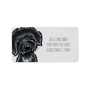 Etiqueta MOD gris del arte negro de Labradoodle