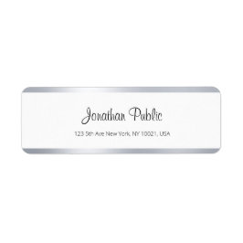 Etiqueta Moda blanca plateada moderna manuscrito sencillo