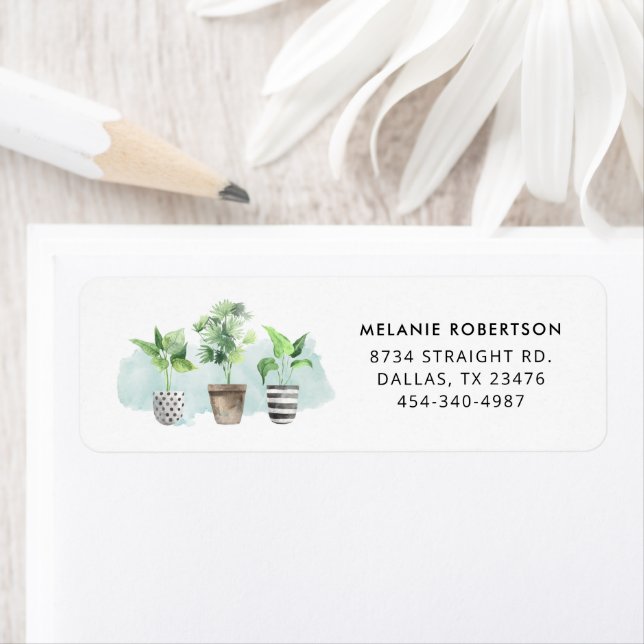 Etiqueta Moda botánica Acuarela Plantas Potadas Retorno (In situ)