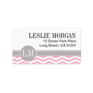 Etiqueta Moda Chevron Monograma rosa