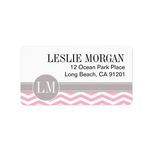 Etiqueta Moda Chevron Monograma | rosa (Frente)