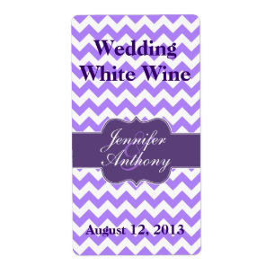 Etiqueta Moda Chevron Morado Boda moderno Mini vino