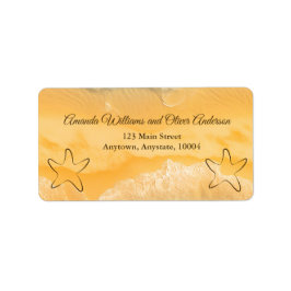 Etiqueta Moda costera Arena dorada Boda de agua turquesa L