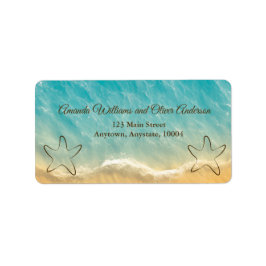 Etiqueta Moda costera Boda de agua turquesa de arena dorada