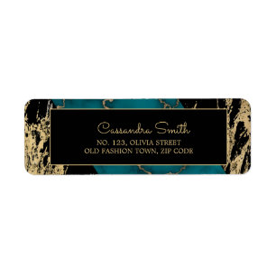 Etiqueta Moda Cyan Marble Relieve metalizado dorado Pintura