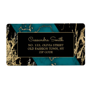 Etiqueta Moda Cyan Marble Relieve metalizado dorado Pintura