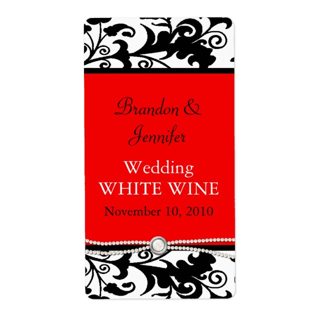 Etiqueta Moda Damask Wedding Wine Labels (Frente)