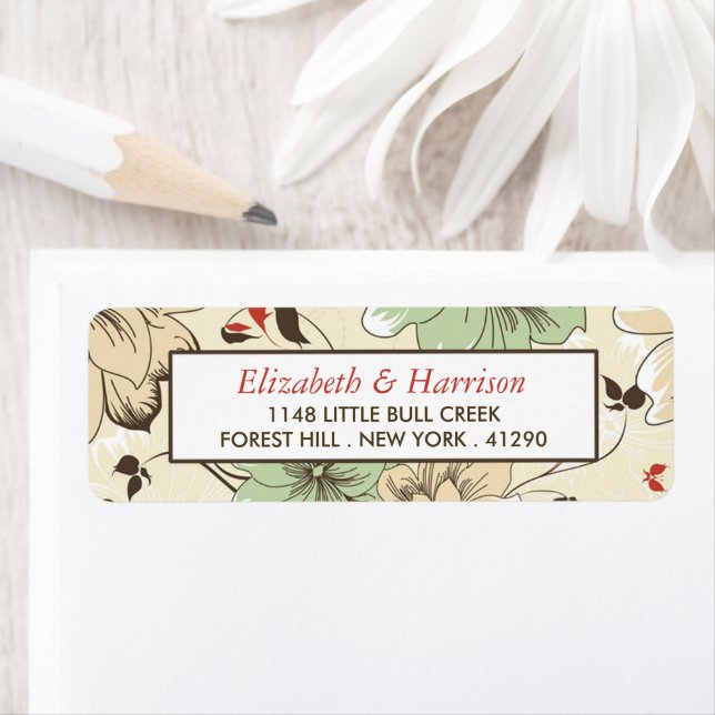 Etiqueta Moda de cosecha Boda floral (In situ)