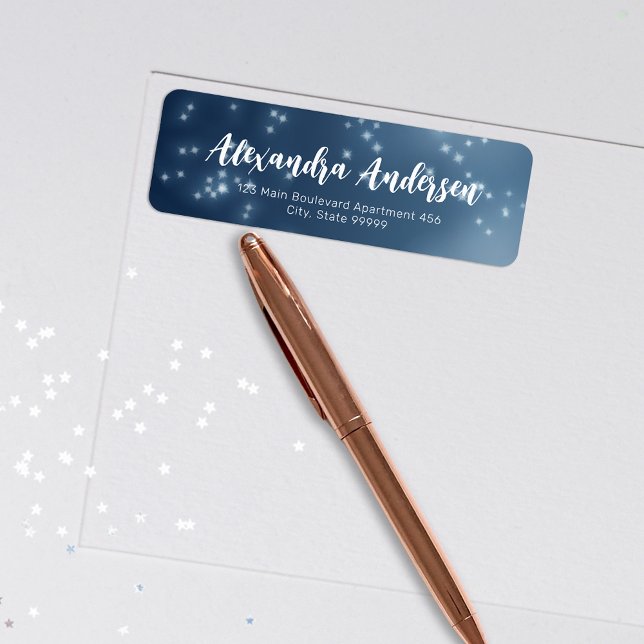 Etiqueta Moda de estilo azul oscuro con caligrafía elegante (Subido por el creador)