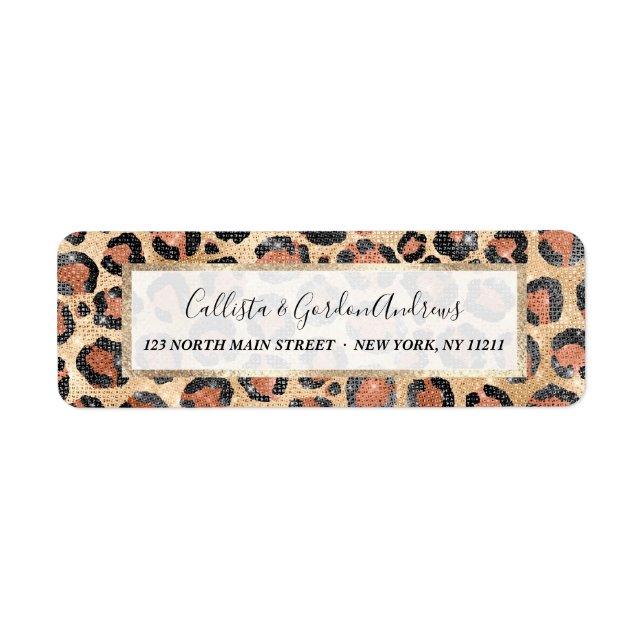 Etiqueta Moda de lujo Impresión de animales de leopardo neg (Frente)