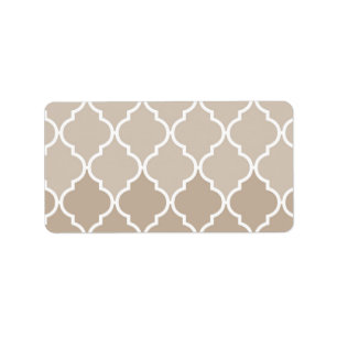 Etiqueta Moda de moda Girly Cream Brown Quatrefoil Pattern