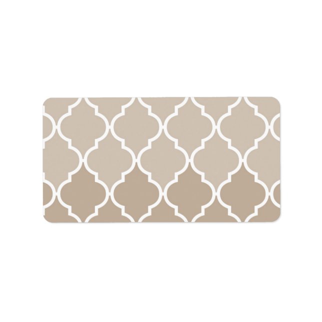 Etiqueta Moda de moda Girly Cream Brown Quatrefoil Pattern (Frente)