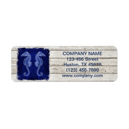 Etiqueta moda de playa leña deriva caballito de mar azul ná