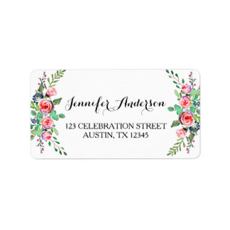 Etiqueta Moda Elegante Rosa Floral Boda RSVP