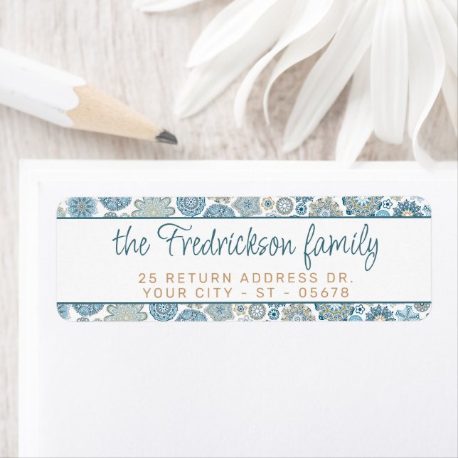 Etiqueta Moda festiva Floral Mandala Patrón de nevadas (In situ)