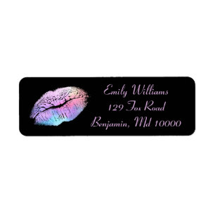 Etiqueta Moda Lips Color de golosina sobre fondo negro